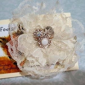 Ivory Lace Flower Clip